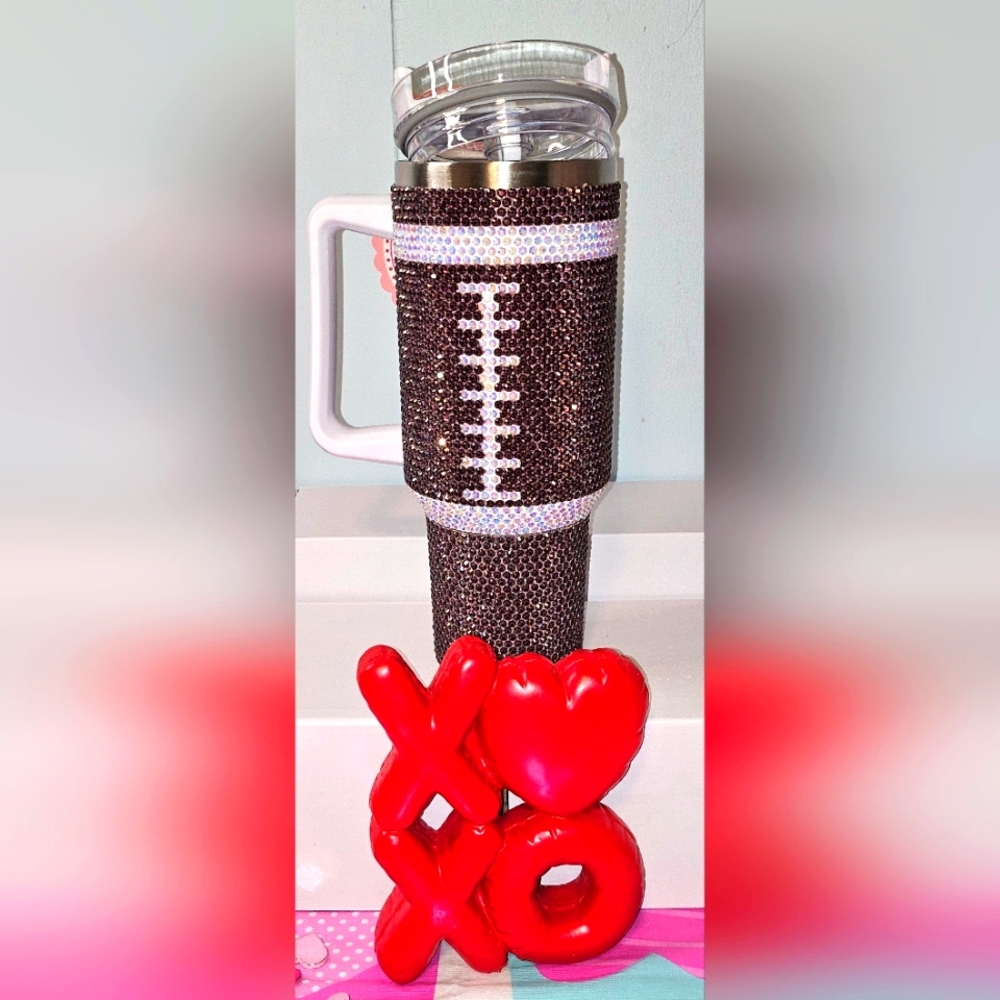Sparkling Football Tumbler with Handle